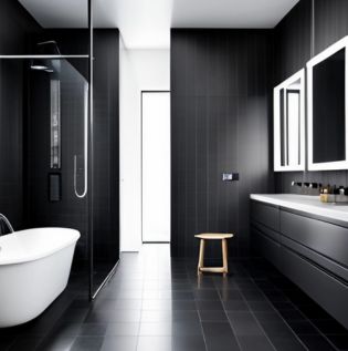 Black Tiles In Bathroom - Asian Paints