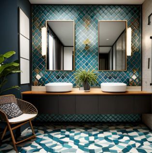 Blue Hexagon Tiles For Bathroom - Asian Paints