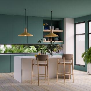 Seafoam Green Coloured Kitchen - Asian Paints