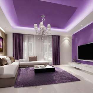 Purple and White False Ceiling - Asian Paints