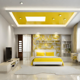 Yellow and White False Ceiling - Asian Paints