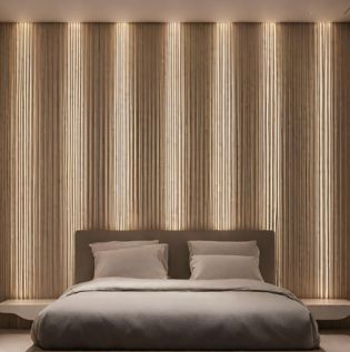 Fluted Panel Wall with Lights - Asian Paints