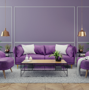 Light Lavender Coloured Living Room - Asian Paints