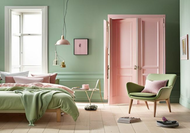 Light Green And Pink Combination For Walls - Asian Paints