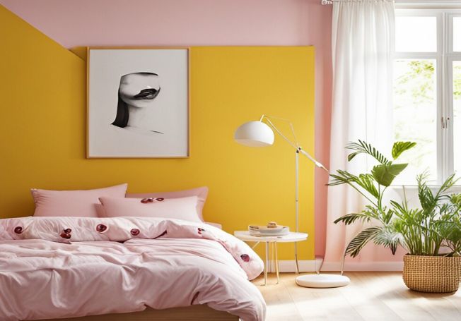 Yellow And Pink Wall Colour Combination For Walls - Asian Paints