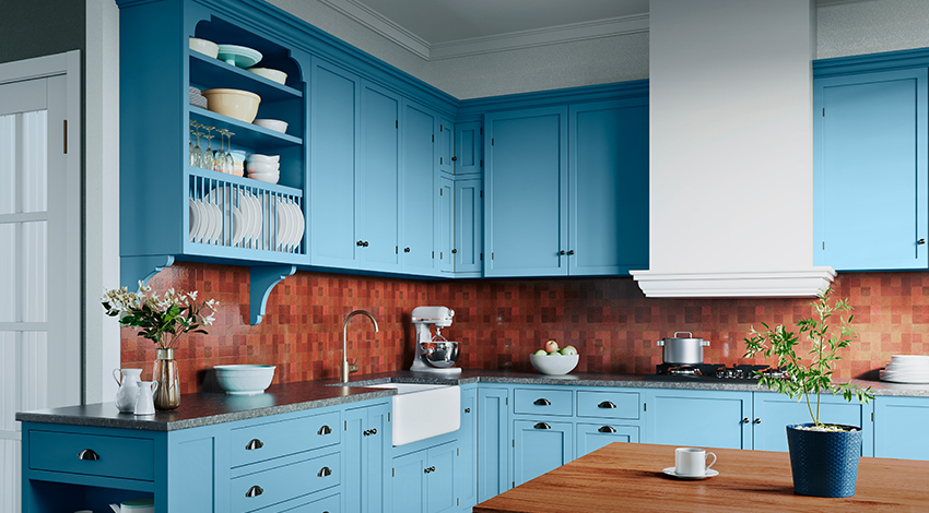 Attractive-Dining-Room-with-Blue-Cabinets