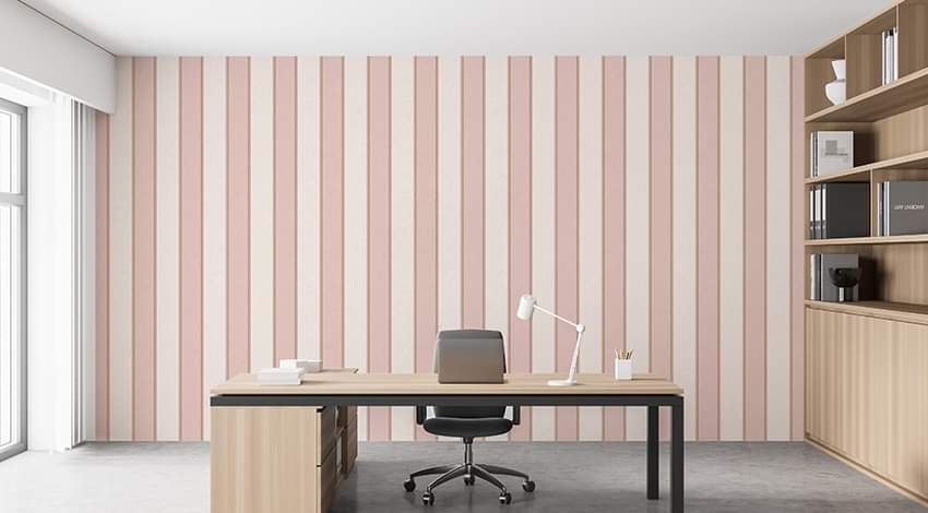 Charming-Office-with-Pale-Pink-Striped-Wallpaper