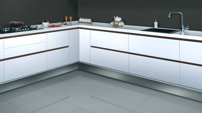 White Modular Kitchen - Asian Paints